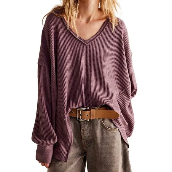 Free People Sweaters - Free People V-Neck Sweater in Purple

oversize